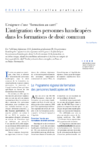 L'intégration des personnes handicapées dans les formations de droit commun
