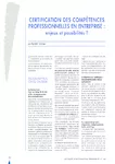 Certification des compétences professionnelles en entreprise