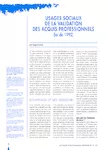 Usages sociaux de la validation des acquis professionnels - loi de 1992