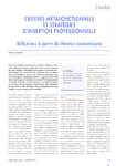 Critères métafonctionnels et stratégies d'insertion professionnelle