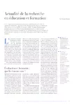 Actualité de la recherche en éducation et formation