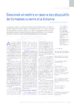 Concevoir et mettre en oeuvre des dispositifs de formation ouverte et à distance