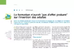 La formation n'aurait pas d'effet probant sur l'insertion des adultes