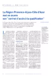 La région Provence-Alpes-Côte d'Azur met en oeuvre son contrat d'accès à la qualification