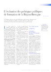 L'évaluation des politiques publiques de formation de la Région Bretagne