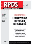 RPDS revue pratique de droit social, n°883 - novembre 2018 - L'inaptitude médicale du salarié (dossier spécial)