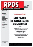 RPDS revue pratique de droit social, n°884 - décembre 2018 - Les plans de sauvegarde de l'emploi