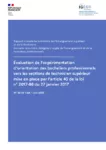 Évaluation de l’expérimentation d’orientation des bacheliers professionnels vers les sections de technicien supérieur mise en place par l’article 40 de la loi n° 2017-86 du 27 janvier 2017 : rapport