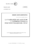 La validation des acquis de l’expérience dans la fonction publique de l’État