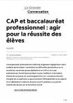 CAP et baccalauréat professionnel : agir pour la réussite des élèves